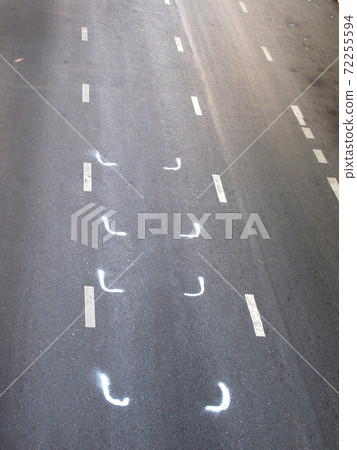 Asphalt road with white stripes 72255594