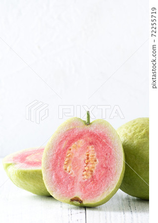 芭樂番石榴紅心芭樂白色背景葉子red Guava Fruit Leaf グアバ果物 照片素材 圖片 圖庫