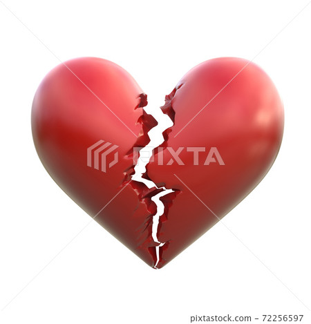 Broken heart on white background 3d rendering Broken heart on white background 3d rendering 72256597