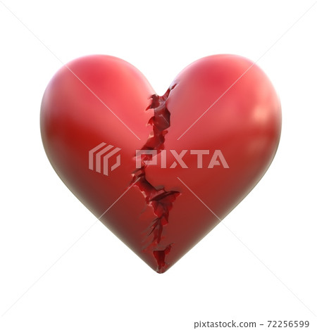 Broken heart on white background 3d rendering Broken heart on white background 3d rendering 72256599