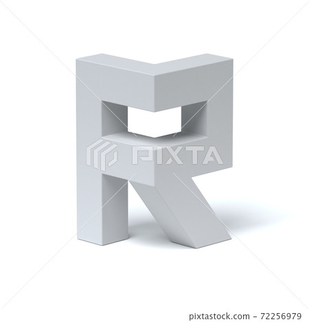 Isometric font 3d rendering letter R 72256979