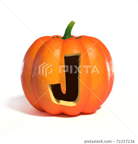 Halloween pumpkin font letter 3d rendering J 72257216