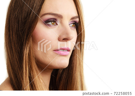 Woman gorgeous girl long hair face makeup Woman gorgeous girl long hair face makeup 72258055