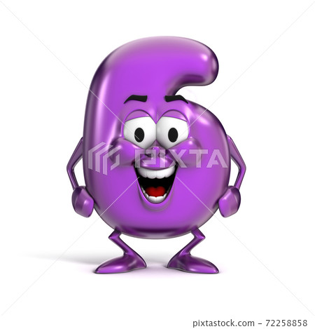 smiling cartoon font number 6 - Stock Illustration [72258858] - PIXTA