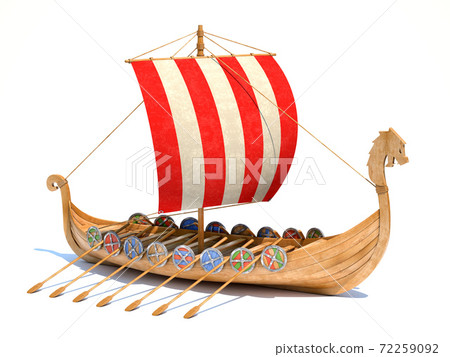 Viking ship on white background 3d rendering Viking ship on white background 3d rendering 72259092