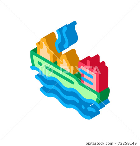 fire on ship isometric icon vector illustration 72259149