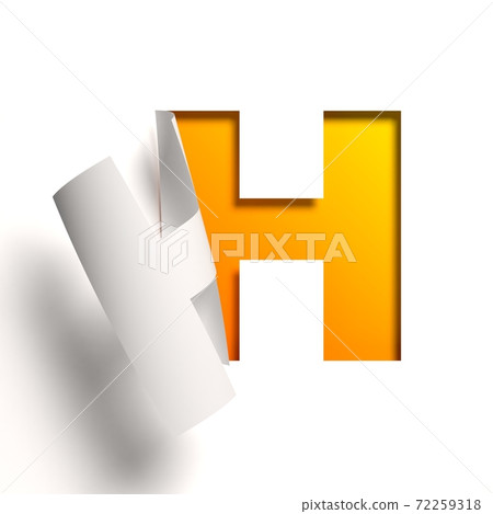 Curl paper font letter H Curl paper font letter H 72259318