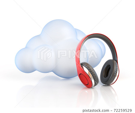 Cloud computing multimedia concept - cloud and headphones 72259529