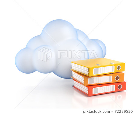 Cloud computing 3d concept - cloud with folders 72259530