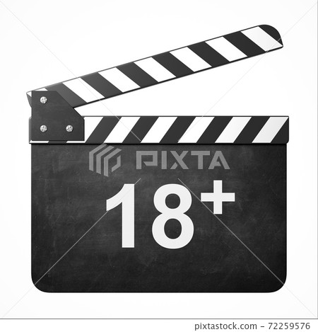 Movie clapper with 18 + ratings 3d rendering Movie clapper with 18 + ratings 3d rendering 72259576