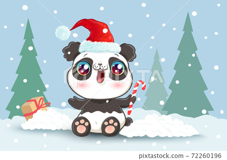 Panda on snow in kawaii style for Christmas Panda on snow in kawaii style for Christmas 72260196