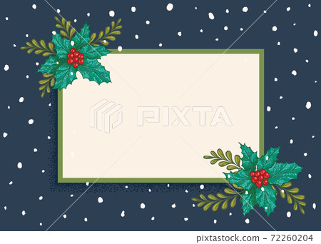 Vector retro postcard with Christmas plants Vector retro postcard with Christmas plants 72260204