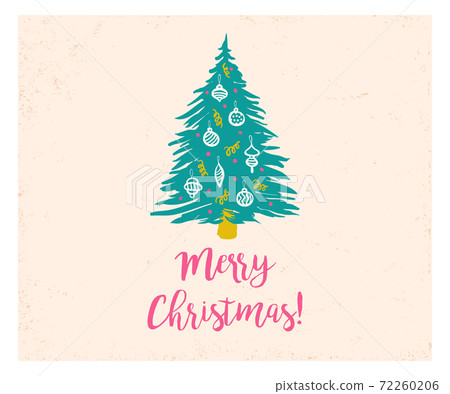 Retro vector card with Christmas tree Retro vector card with Christmas tree 72260206