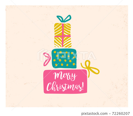 Retro vector card with Christmas gifts Retro vector card with Christmas gifts 72260207