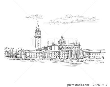 Venice skyline view hand drawing vector illustration panorama Venice skyline view hand drawing vector illustration panorama 72261997