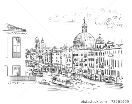Venice skyline hand drawing vector illustration Grand canal 72261999
