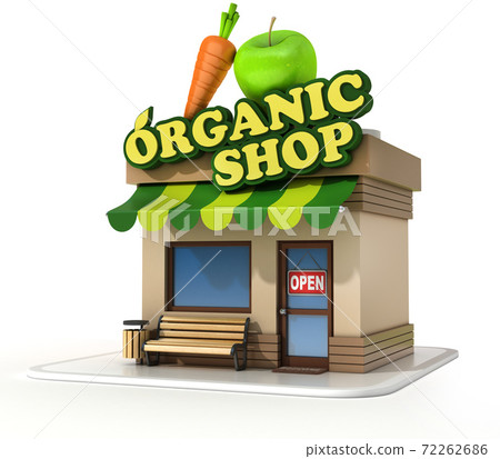 organic mini shop 3d illustration organic mini shop 3d illustration 72262686