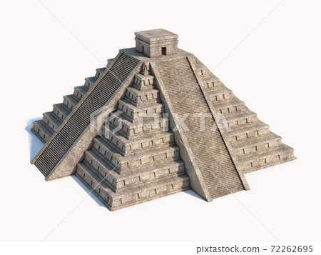 Mayan pyramid isolated on white 3d rendering Mayan pyramid isolated on white 3d rendering 72262695