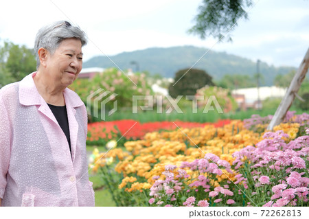 asian old elderly elder woman resting relaxing in garden. senior leisure lifestyle asian old elderly elder woman resting relaxing in garden. senior leisure lifestyle 72262813