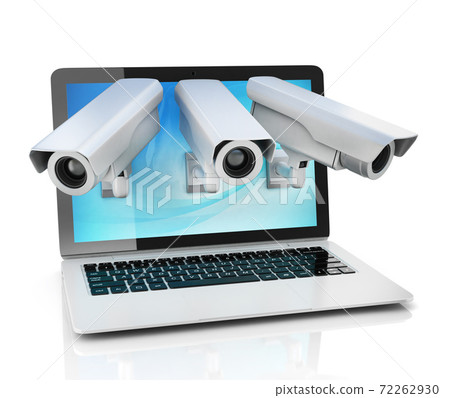 Internet privacy concept - laptop and surveillance camera 72262930