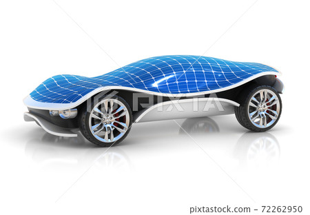 solar car on white background 3d concept 72262950