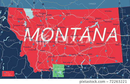 Montana state detailed editable map 72263221