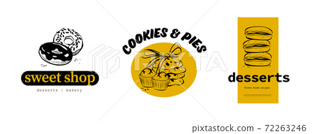 Collection Of Sweet Shop Desserts Logo Design Stock Illustration 72263246 Pixta