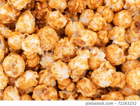 Sweet caramel candy popcorn macro for pattern and background 72263252