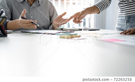 Startup business team discussing in strategy work process at modern office.. Startup business team discussing in strategy work process at modern office.. 72263258