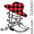 Buffalo Plaid Christmas Cowboy boots silhouette with lights. Vector illustration Cowboy hat Country Christmas isolated on white 72264067