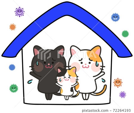 Illustration of a cat scared by an outside virus 72264193