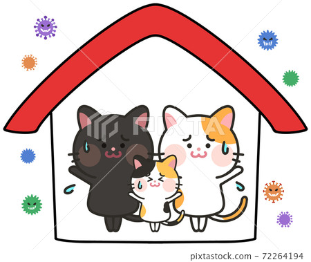 Illustration of a cat scared by an outside virus 72264194