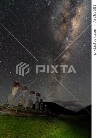 Milky Way Shows Above Moai On Easter Island, Chile Milky Way Shows Above Moai On Easter Island, Chile 72265681