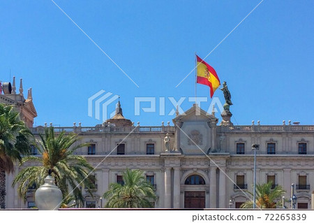 flag of spain on the roof of the house, flag of spain on the roof of the building, touching the flag flag of spain on the roof of the house, flag of spain on the roof of the building, touching the flag 72265839
