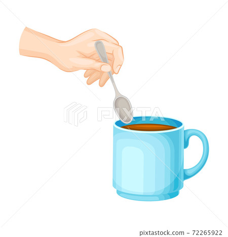 Human Hand Stirring Brewed Tea with Spoon Vector Illustration 72265922