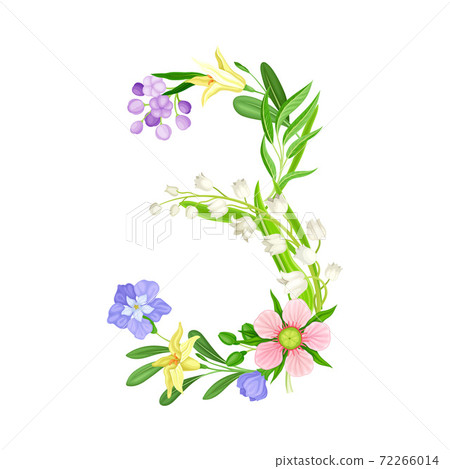 Floral Number with Decorative Nature Elements Vector Illustration Floral Number with Decorative Nature Elements Vector Illustration 72266014