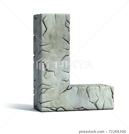 cracked stone 3d font letter L 72266308