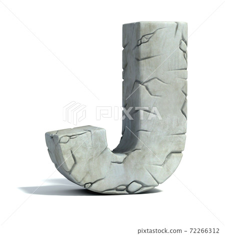 cracked stone 3d font letter J 72266312