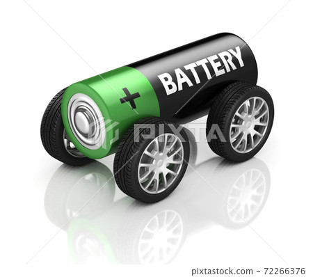 electric car 3d concept - battery on wheels electric car 3d concept - battery on wheels 72266376