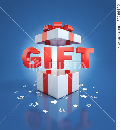 gift inside box on blue background gift inside box on blue background 72266460