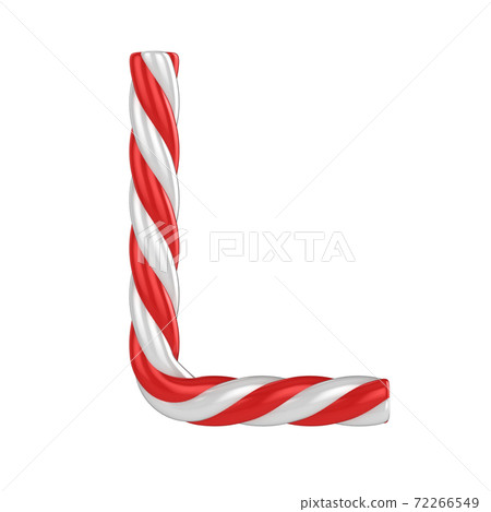 christmas candy cane font - letter L 72266549