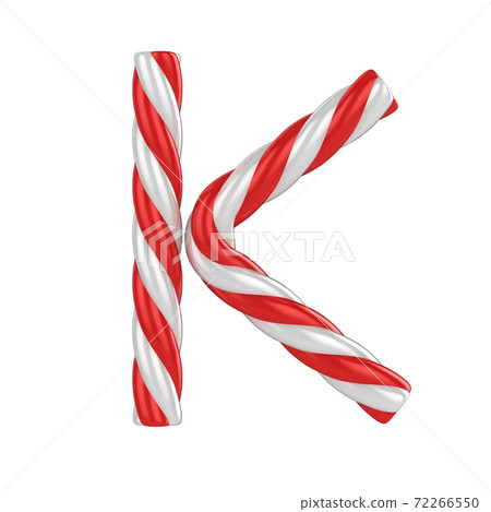 christmas candy cane font - letter K 72266550