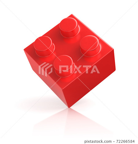 single red building block isolated on white 72266584