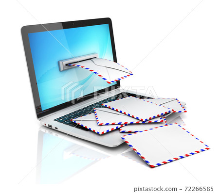 e-mail 3d concept - envelope and laptop 72266585