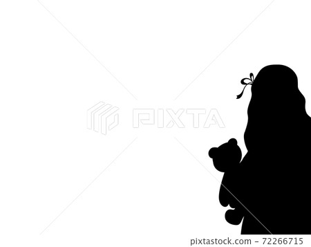 Silhouette of girl with toy bear 72266715
