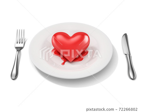 3d red heart on a plate - breakup 3d concept 72266802