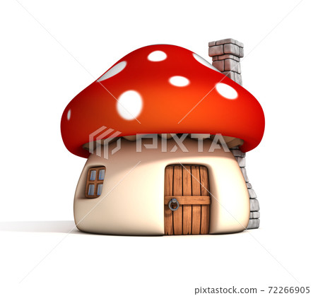 mushroom house cartoon style 3d illustration - Stock Illustration  [72266905] - PIXTA