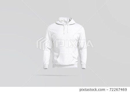 Blank white sport hoodie with hood mockup, gray background 72267469