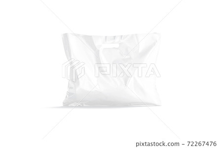 Blank white die-cut full plastic bag with handle hole mockup 72267476