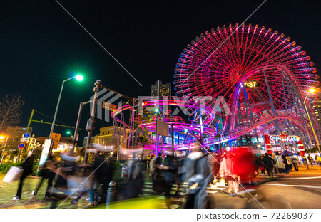 Yokohama cityscape of Japan Corona-damaged - Stock Photo 